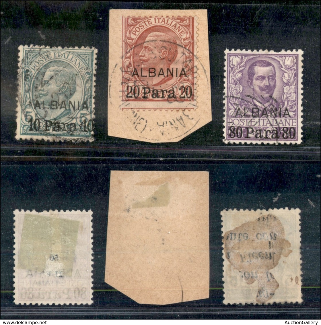 Uffici Postali All'Estero - Albania - 1907 - Soprastampati (7/9) - Serie Completa Usata - 20 Para Su Frammento (140) - Altri & Non Classificati