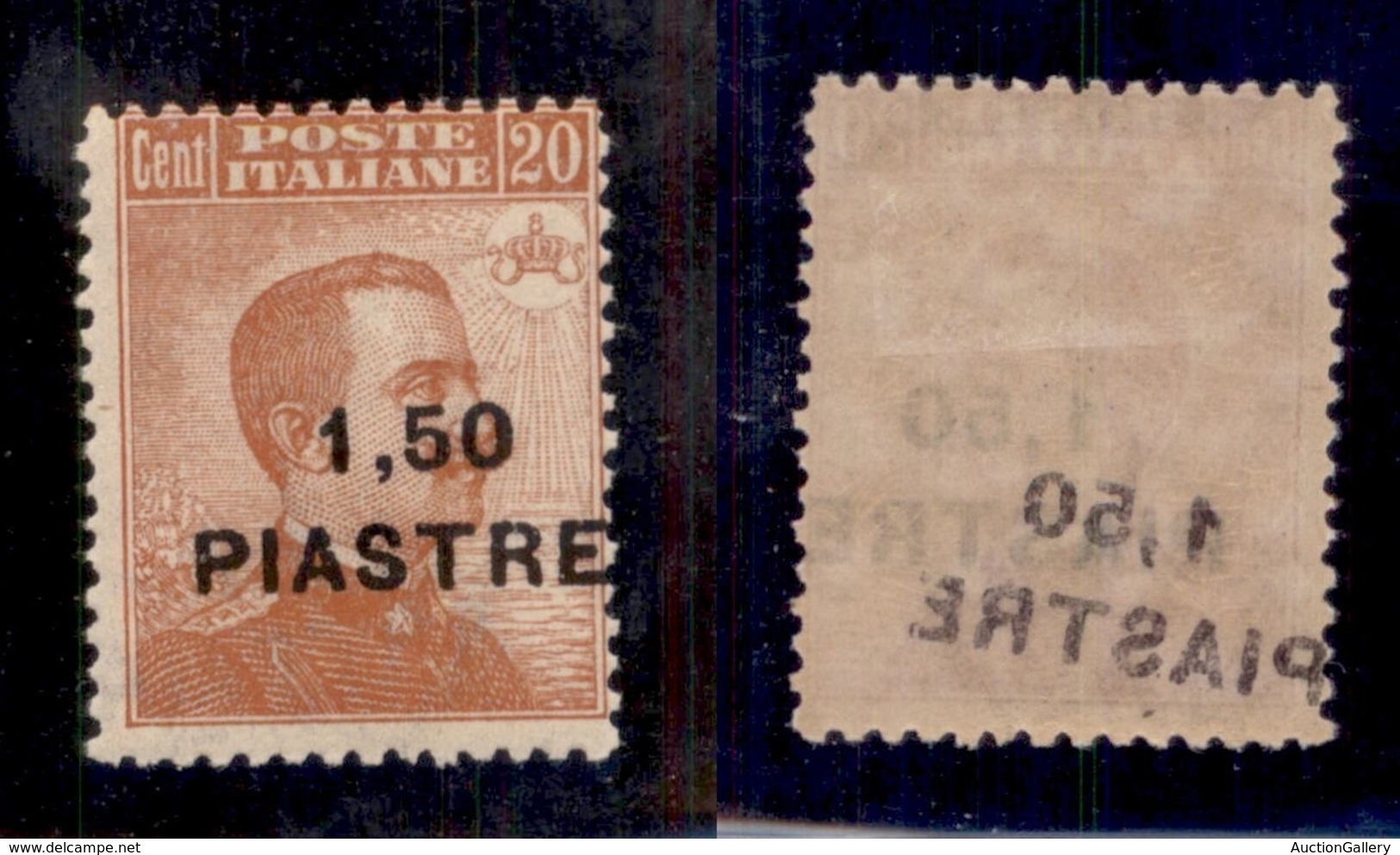 Uffici Postali All'Estero - Costantinopoli - 1922 - 1,50 Piastre Su 20 Cent (49dab Varietà) Con Soprastampa A Destra + D - Other & Unclassified