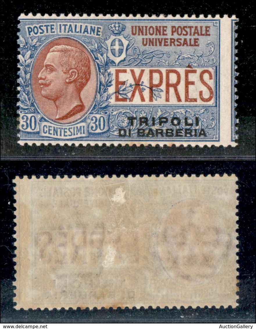 Uffici Postali All'Estero - Tripoli Di Barberia - 1909 - Espressi - 30 Cent (2 - Varietà) - Doppia Soprastampa (una In A - Altri & Non Classificati