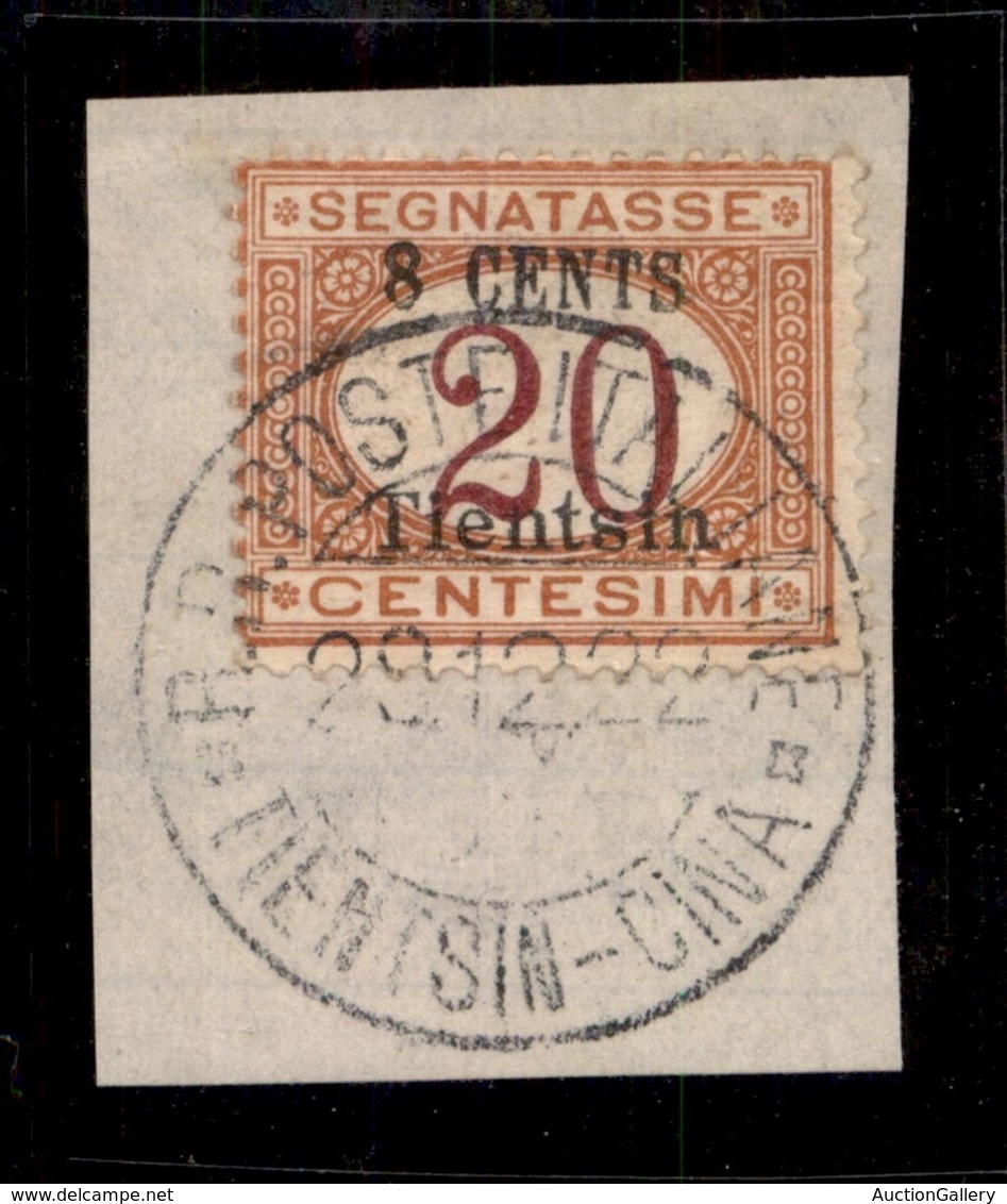 Uffici Postali All'Estero - Tientsin - 1918 - Segnatasse - 8 Cent Su 20 (6) Usato Su Frammento (180+) - Other & Unclassified