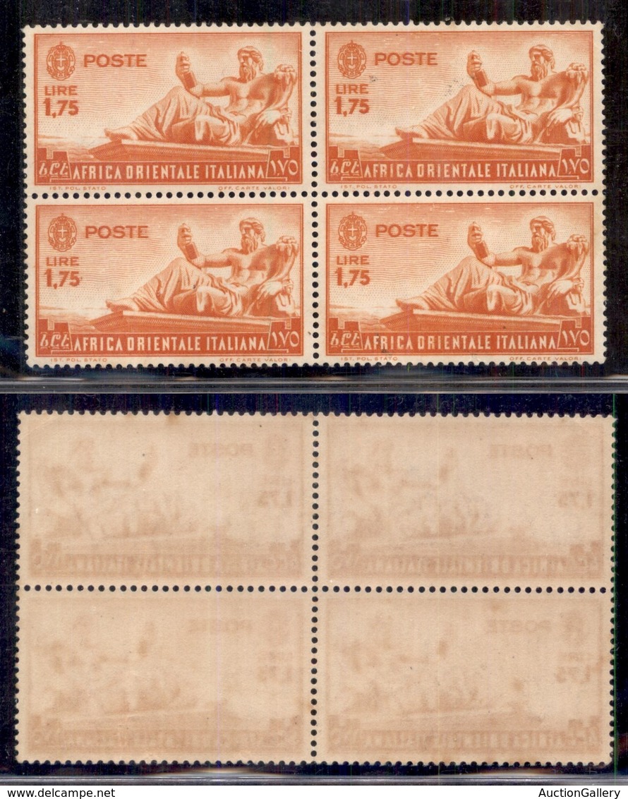 Colonie - Africa Orientale Italiana - 1938 - 1,75 Lire (14) In Quartina - Gomma Integra (200+) - Other & Unclassified