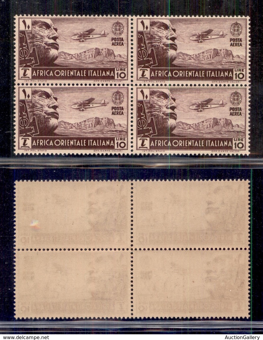 Colonie - Africa Orientale Italiana - 1938 - 10 Lire (10 - Aerea) In Quartina - Gomma Integra (200+) - Other & Unclassified