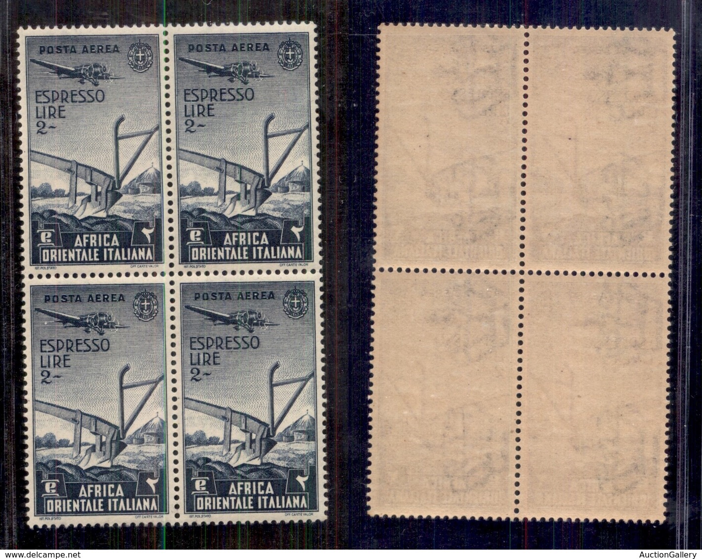 Colonie - Africa Orientale Italiana - 1938 - 2 Lire Aeroespresso (12 - Aerea) In Quartina - Gomma Integra (250+) - Other & Unclassified