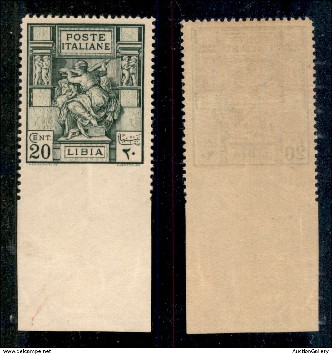 Colonie - Libia - 1924 - 20 Cent Sibilla (40f) - Non Dentellato In Basso (bordo Foglio) - Gomma Integra (375) - Other & Unclassified