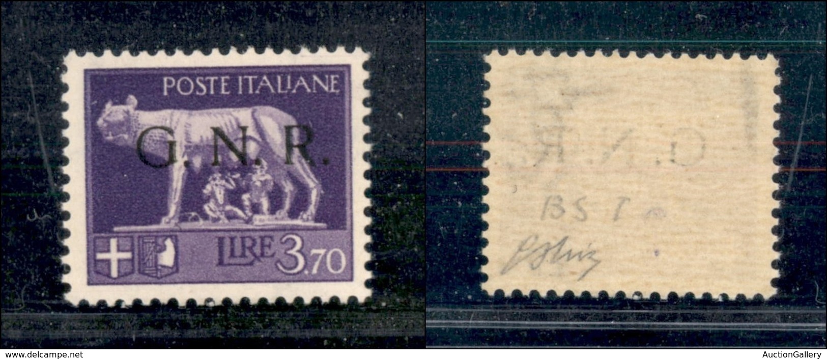 RSI - G.N.R. Brescia - 1943 - GNR Brescia - 3,70 Lire (484/I) - Gomma Originale - Oliva (700) - Altri & Non Classificati