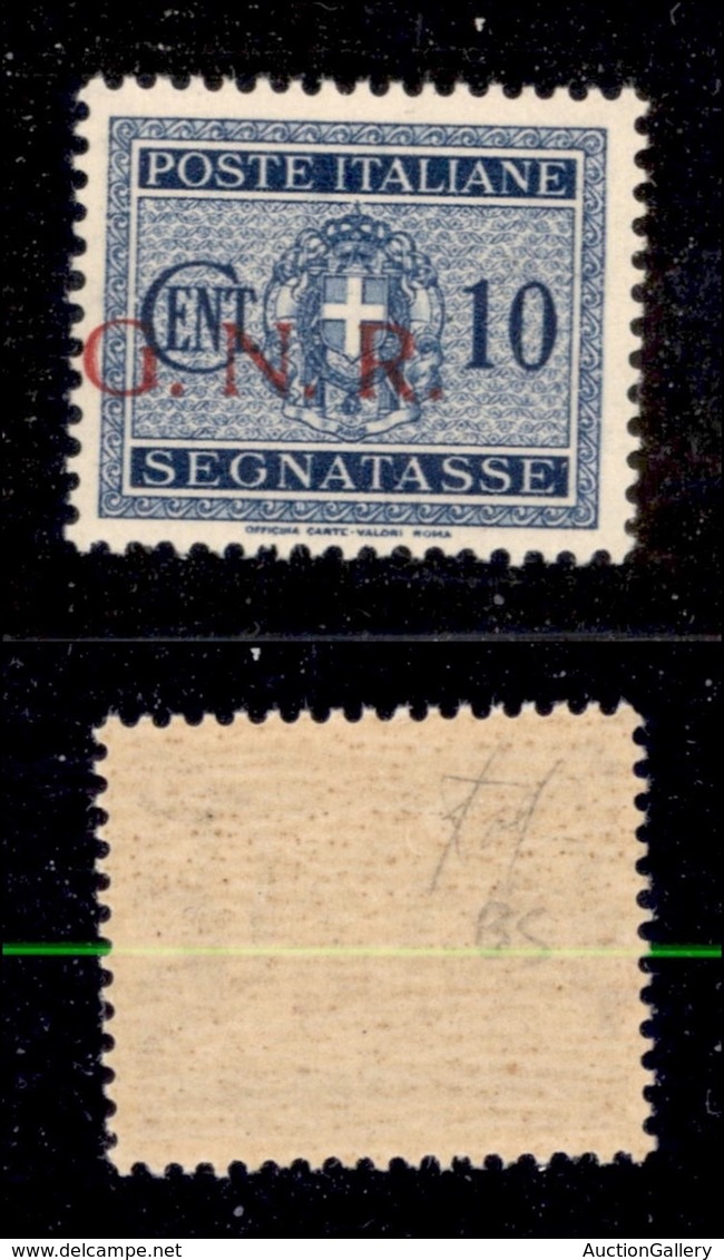 RSI - G.N.R. Brescia - 1943 - GNR Brescia - Segnatasse - 10 Cent (48/I Varietà Ba) Con Soprastampa A Sinistra - Gomma In - Other & Unclassified
