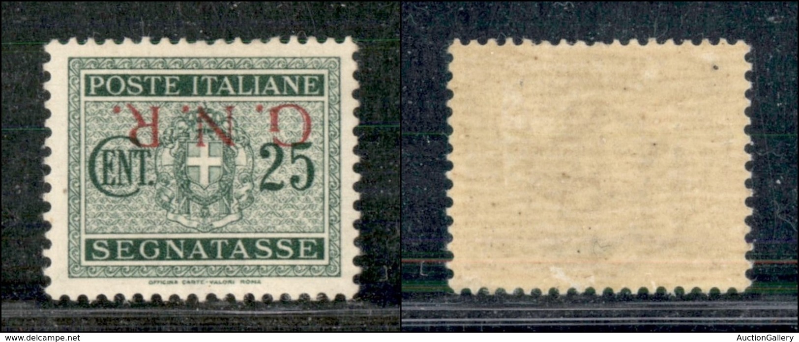 RSI - G.N.R. Brescia - 1943 - GNR Brescia - Segnatasse - 25 Cent (50/Ia) Con Soprastampa Capovolta - Gomma Originale (30 - Altri & Non Classificati