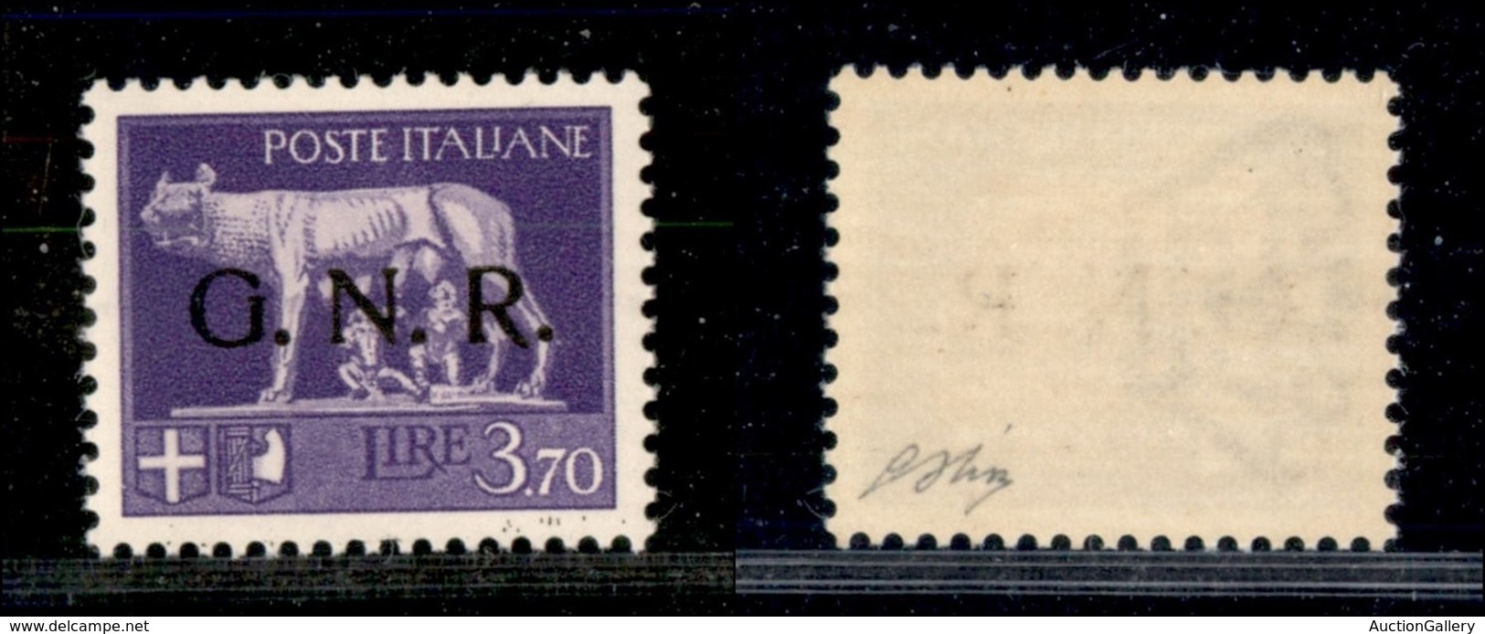 RSI - G.N.R. Verona - 1944 - GNR Verona - 3,70 Lire (484) - Gomma Integrea - Ottima Centratura - Oliva (180) - Altri & Non Classificati