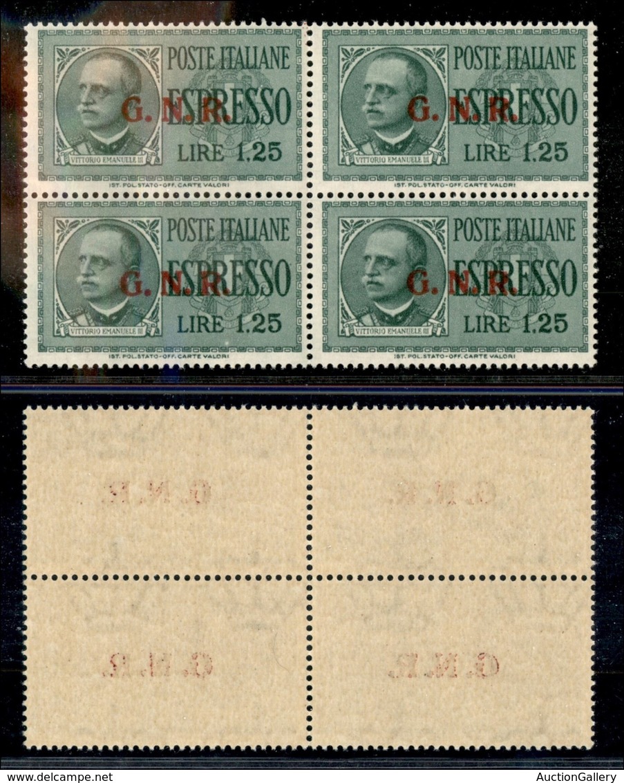 RSI - G.N.R. Verona - 1944 -GNR Verona - Espressi - 1,25 Lire (19) In Quartina - Gomma Integra (200+) - Altri & Non Classificati