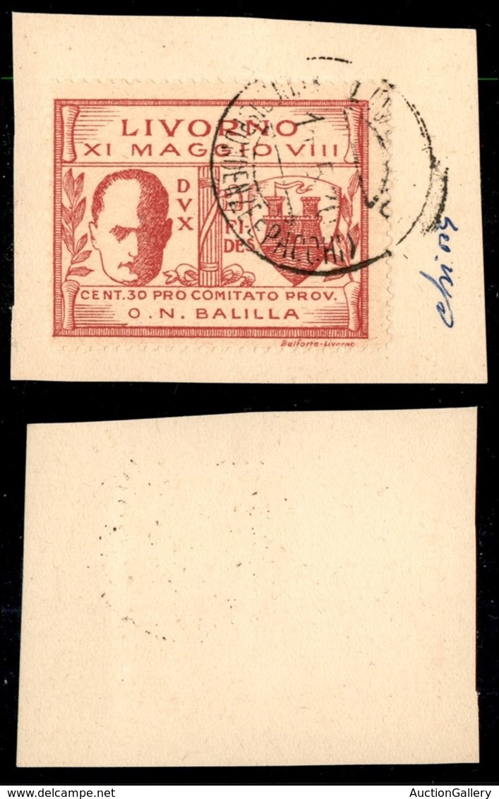 Emissioni Locali - Livorno - 1930 - 30 Cent (1) Usato Su Frammento (300) - Other & Unclassified