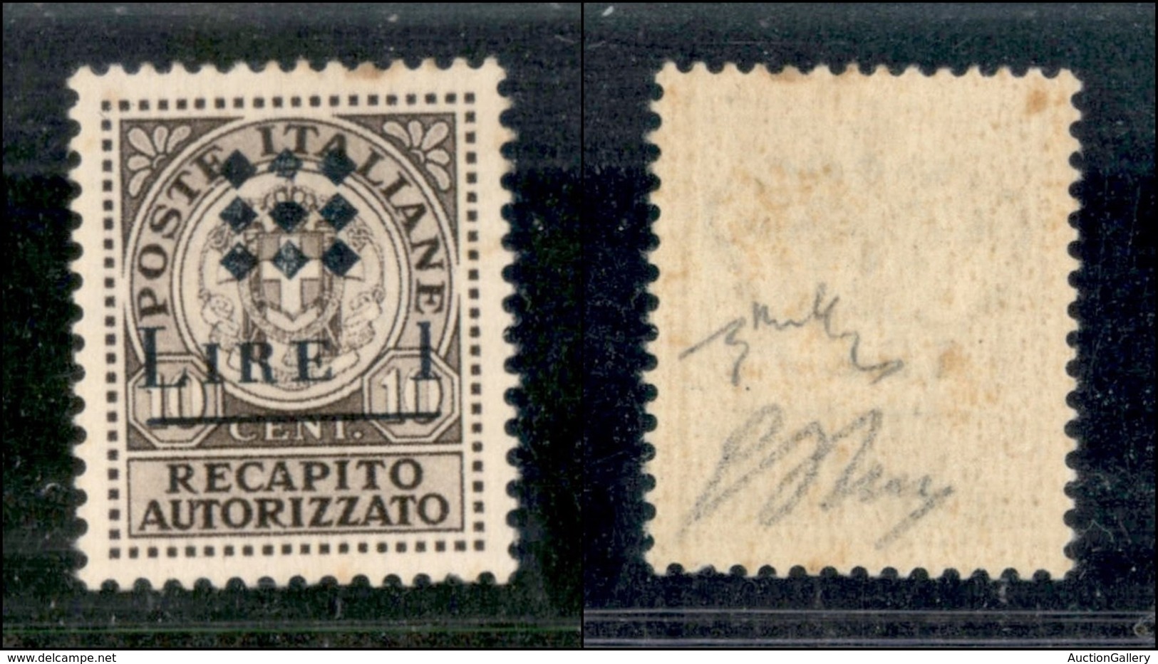 Emissioni Locali - Guidizzolo - 1945 - 1 Lira Su 10 Cent (1) - Gomma Integra - Oliva + Chiavarello (160) - Other & Unclassified