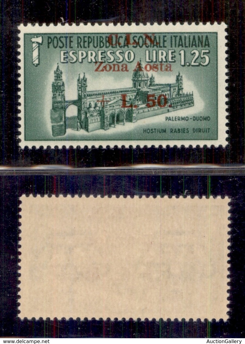 C.L.N. - Aosta - 1944 - 50 Lire Su 1,50 Espresso (8) - Gomma Integra (200) - Altri & Non Classificati