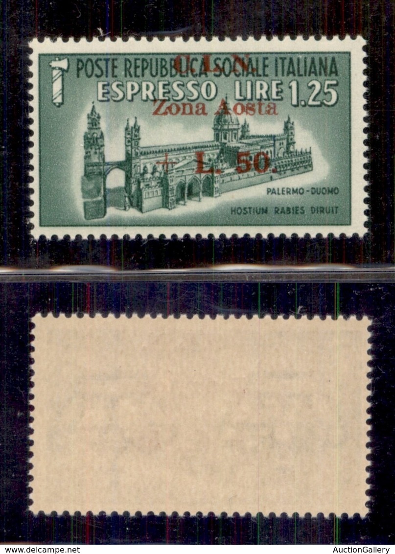 C.L.N. - Aosta - 1944 - 50 Lire Su 1,50 Espresso (8) - Gomma Integra (200) - Other & Unclassified