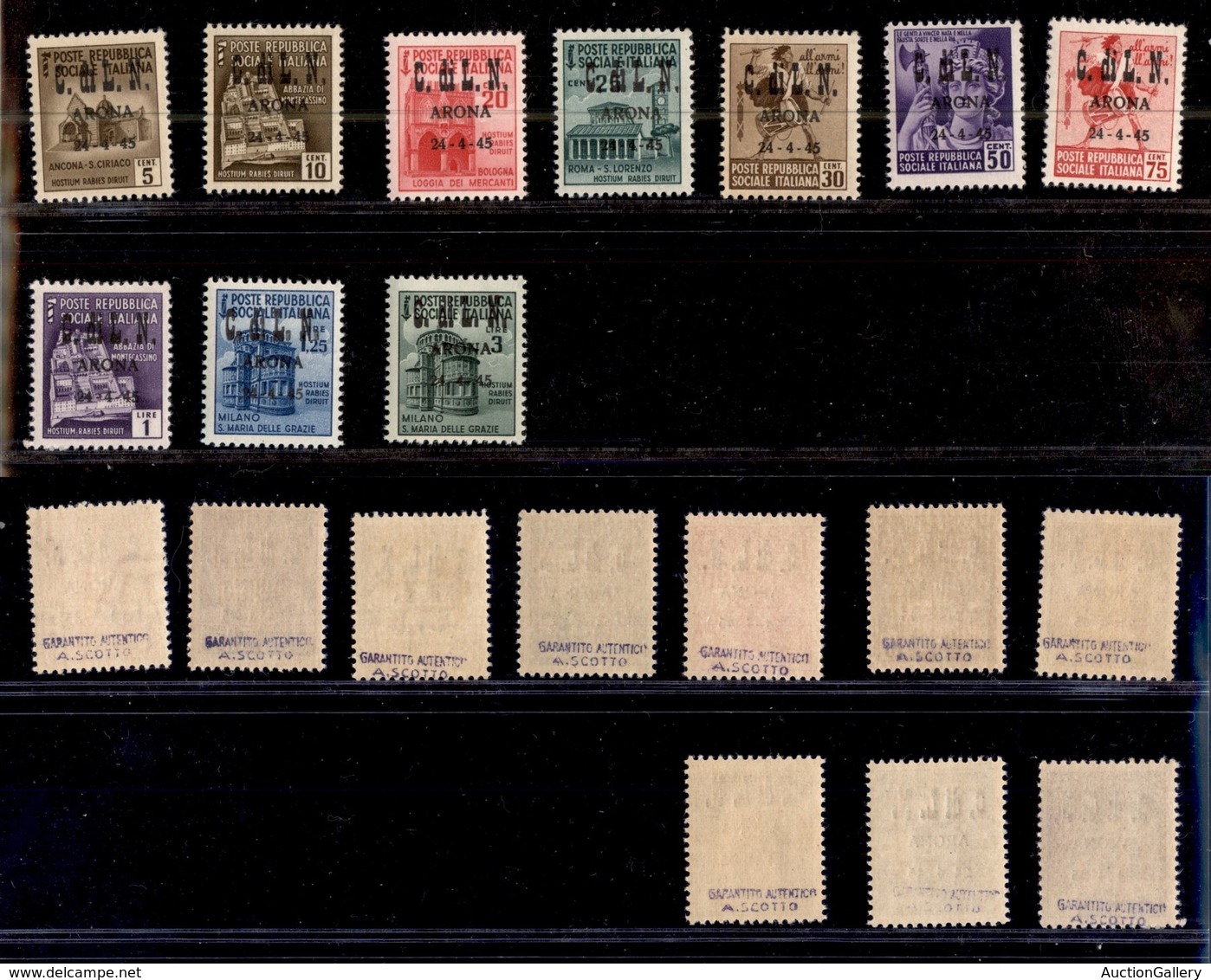 C.L.N. - Arona - Arona - 1945 - Soprastampati (1/10) - Serie Completa - Gomma Integra (850) - Other & Unclassified