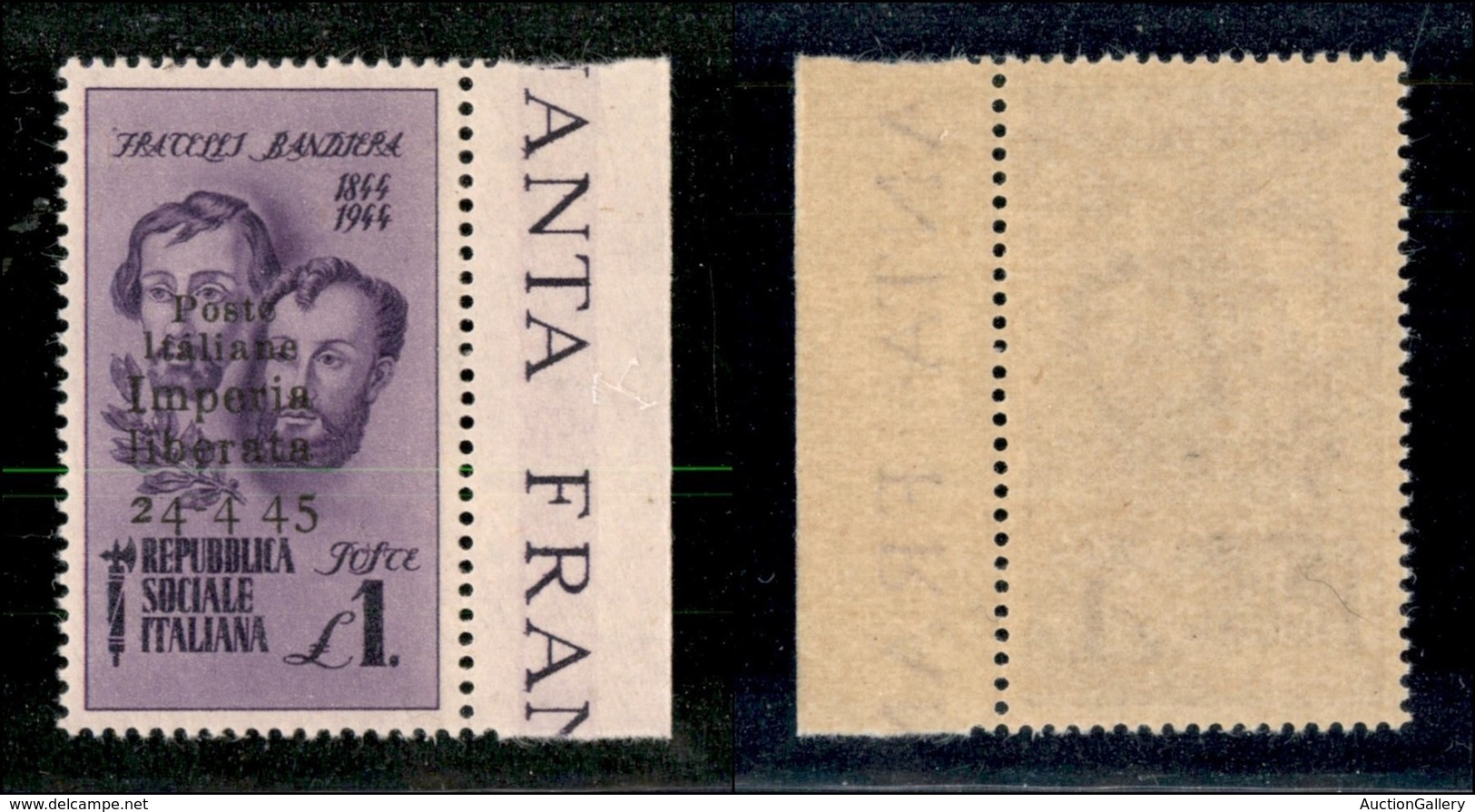 C.L.N. - Imperia - 1945 - 1 Lira Bandiera (14c) Senza Trattino Dopo 4 - Gomma Integra (150) - Altri & Non Classificati