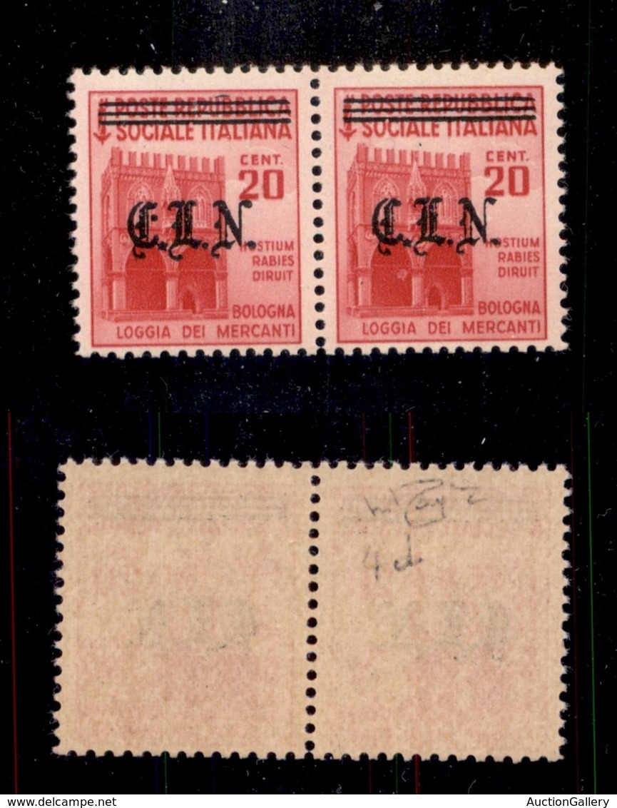 C.L.N. - Torino - 1945 - 20 Cent (Unificato 4 - Errani 4d + 4) - Doppio Punto Dopo C In Coppia Col Normale - Gomma Integ - Otros & Sin Clasificación