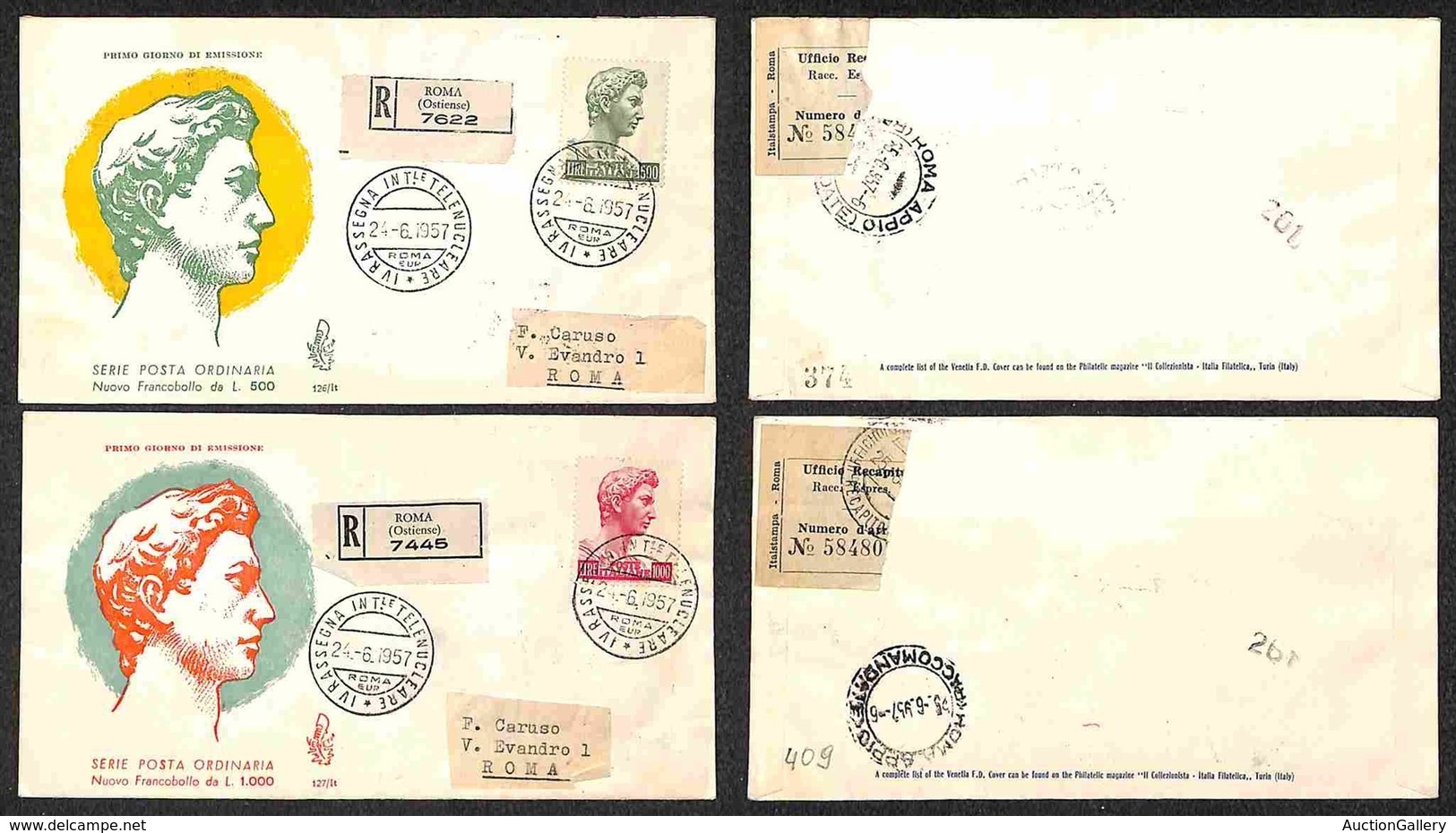 Repubblica - Posta Ordinaria - 1957 - San Giorgio (810/811) - Serie Completa Su Due Buste FDC - Roma 24.61957 - Other & Unclassified