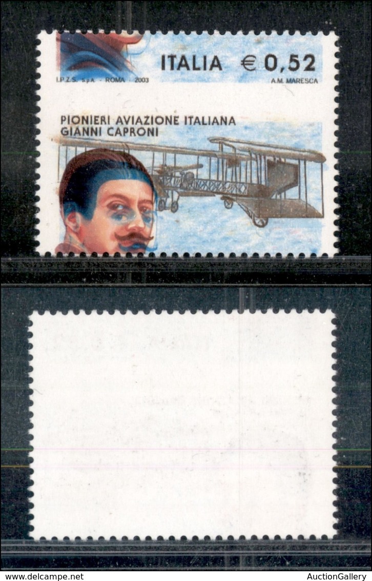 Repubblica - Posta Ordinaria - 2003 - 0.52 Euro Caproni (2704) - Dentellatura E Stampa Fortemente Spostate In Senso Vert - Autres & Non Classés