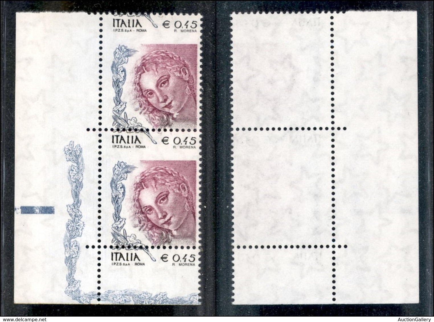 Repubblica - Posta Ordinaria - 2004 - 0,45 Euro (2726 - Specializzato 2370Eb) - Coppia Verticale Bordo Foglio (fine Dell - Autres & Non Classés