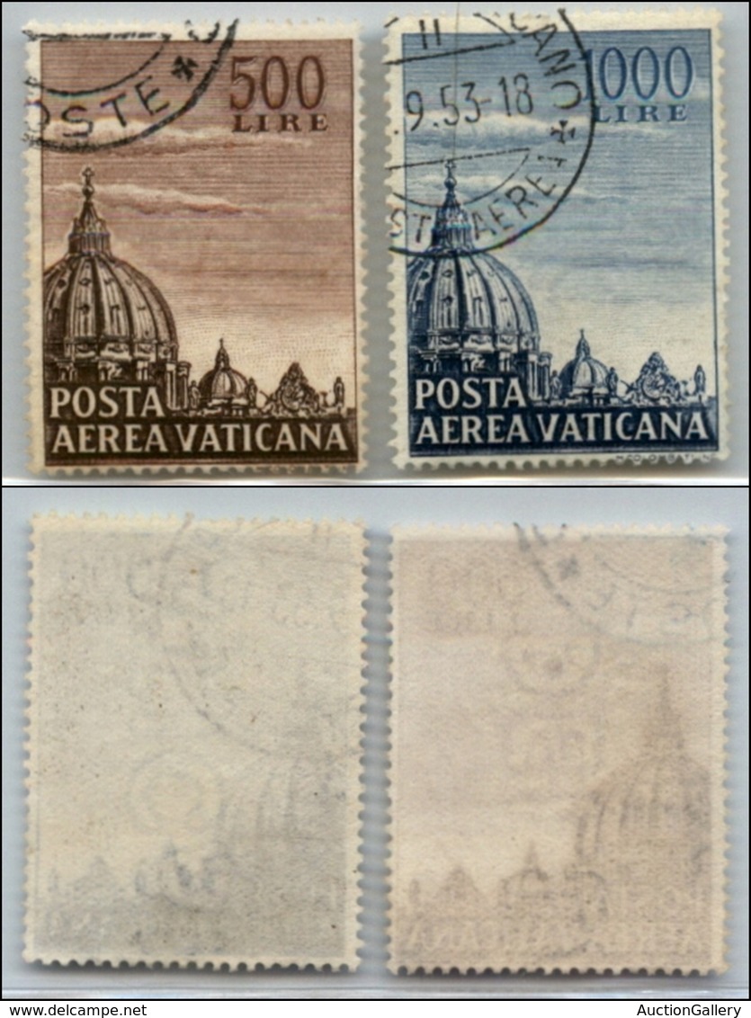 Vaticano - Posta Aerea - 1953 - Posta Aerea (22/23) - Serie Completa Usata Con Filigrana Lettere Centrali In Verticale - Altri & Non Classificati