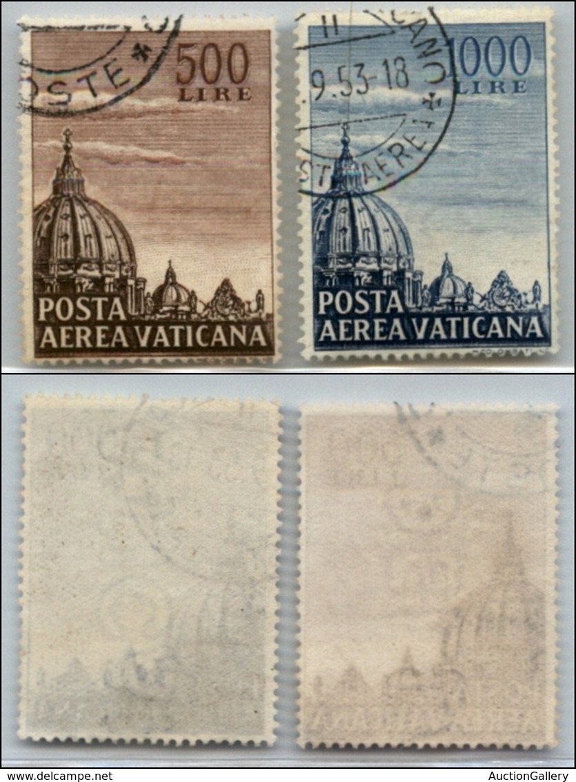 Vaticano - Posta Aerea - 1953 - Posta Aerea (22/23) - Serie Completa Usata Con Filigrana Lettere Centrali In Verticale - Other & Unclassified