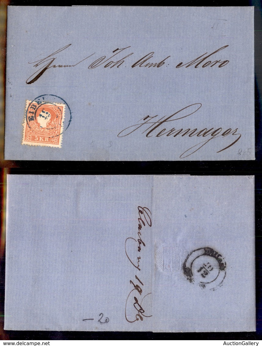 AUSTRIA - Eibel (azzurro) - 5 Kreuzer (13/II) Su Lettera Per Hermagor Del 19.12.60 - Other & Unclassified