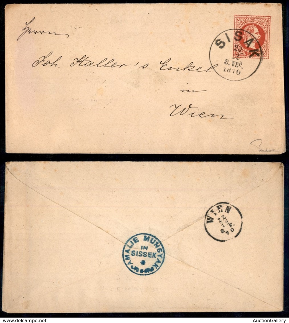 AUSTRIA - 1870 - Intero Postale 5 Kreuzer Da Sisak A Vienna - Other & Unclassified