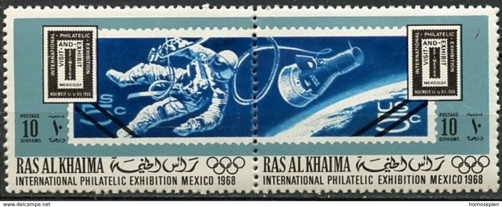 EAU - Ras Al Khaïmah 1969 Y&T N°(1) - Michel N°299 à 300  *** - 2x10d Timbres Des USA - Ras Al-Khaima