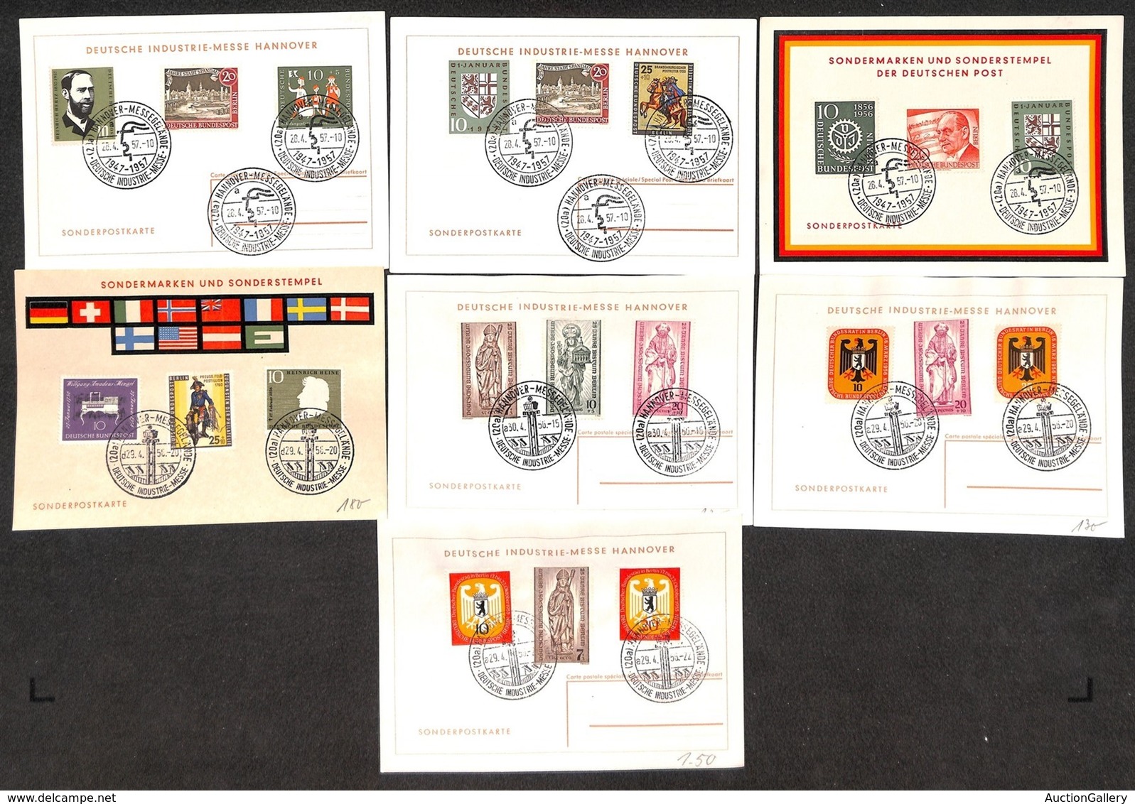 GERMANIA - Fiera Di Hannover - 1957 - 7 Cartoline Con Varie Affrancature E Annulli Speciali - Other & Unclassified