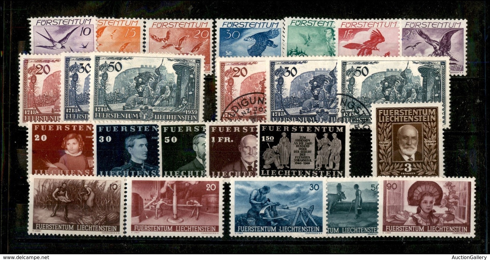 LIECHTENSTEIN - 1939/1941 - Cartoncino Con 5 Serie Complete Del Periodo - Da Esaminare (170) - Andere & Zonder Classificatie