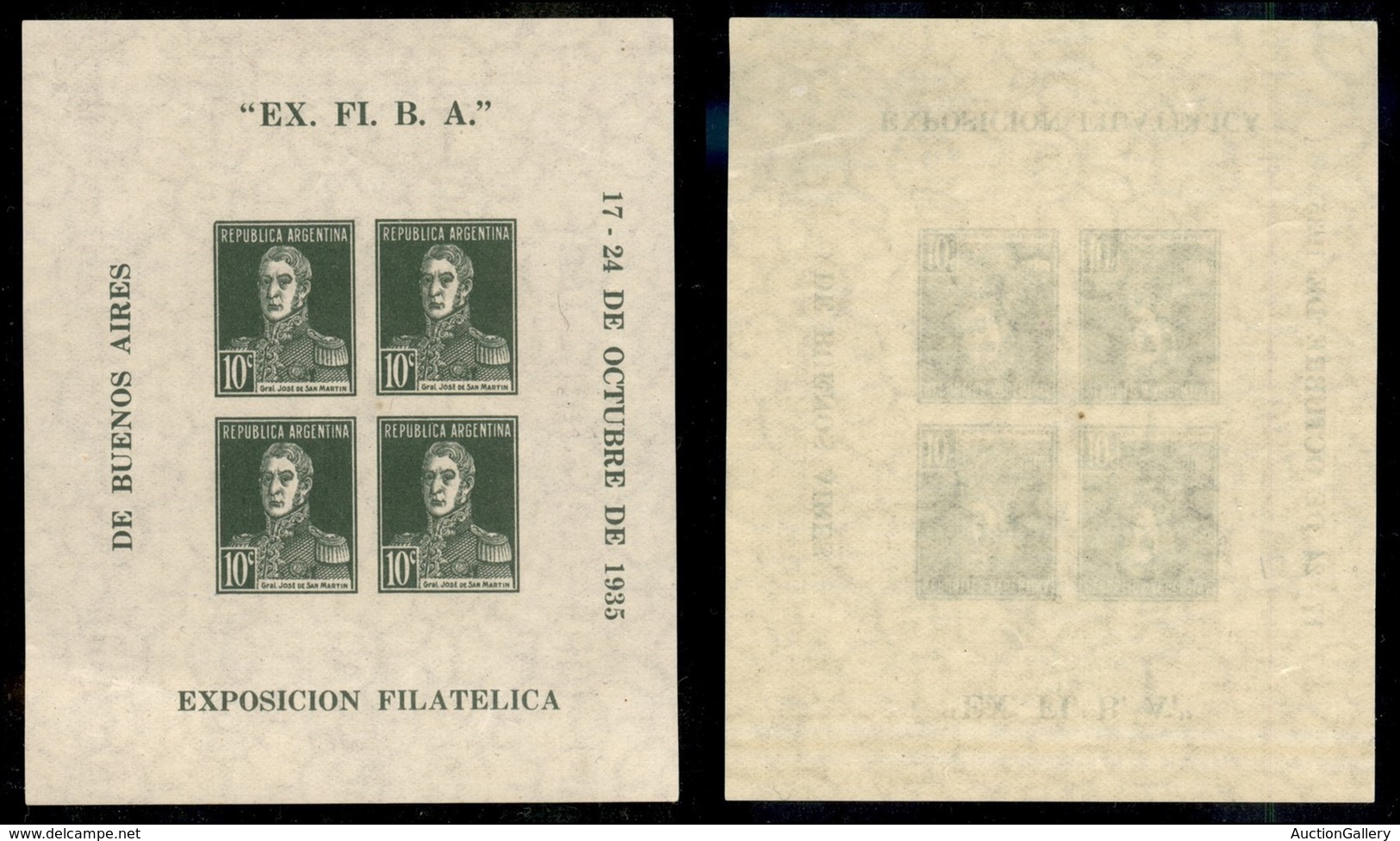 ARGENTINA - 1935 - Foglietto San Martin (Block1) - Gomma Integra (100) - Altri & Non Classificati