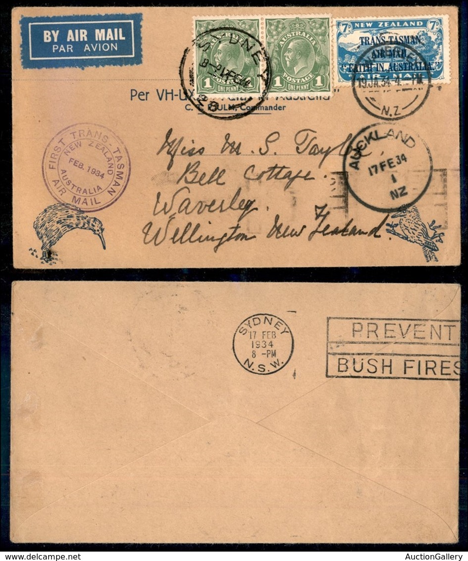 AUSTRALIA - 1934 - Aerogramma Da Waverly A Sydney - First Trans Tasman Air Mail - Altri & Non Classificati