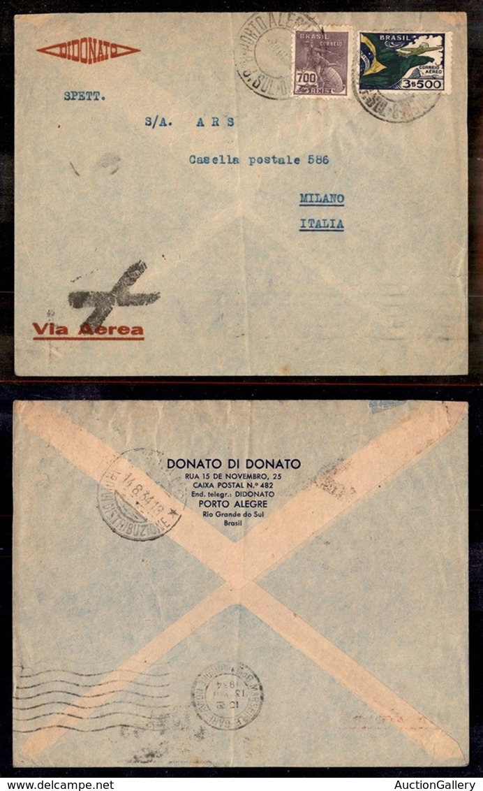BRASILE - 1934 – Aerogramma Da Porto Alegre A Milano - Other & Unclassified
