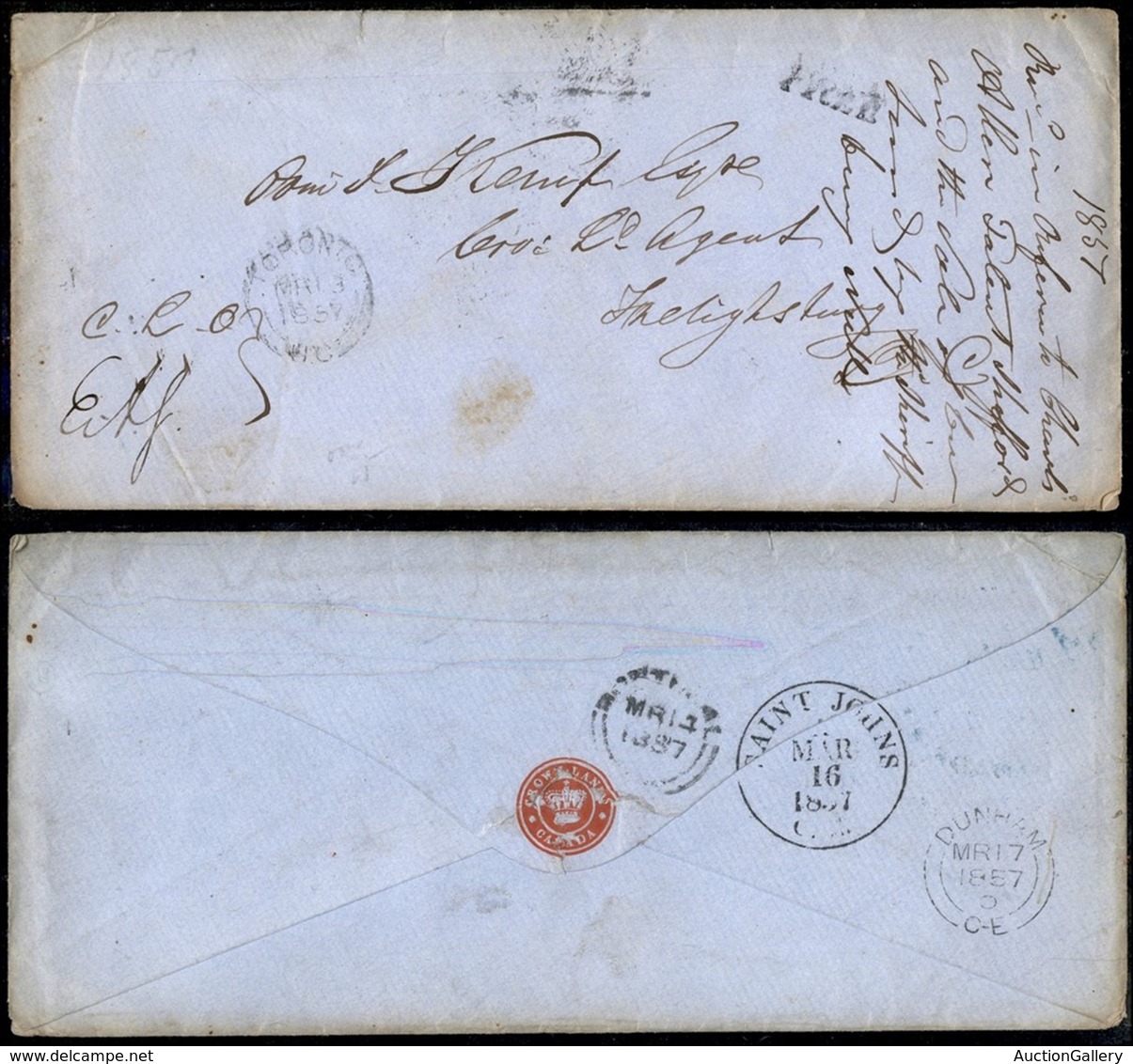 CANADA - Busta Da Toronto A Frelighsburg Del 13.3.1857 - Altri & Non Classificati