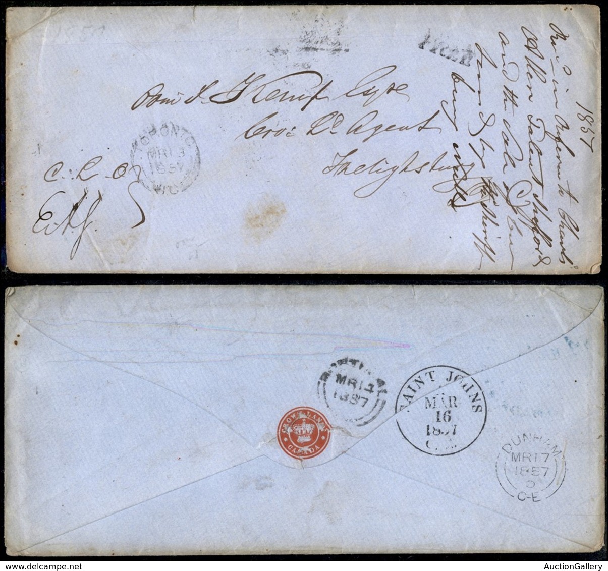 CANADA - Busta Da Toronto A Frelighsburg Del 13.3.1857 - Other & Unclassified