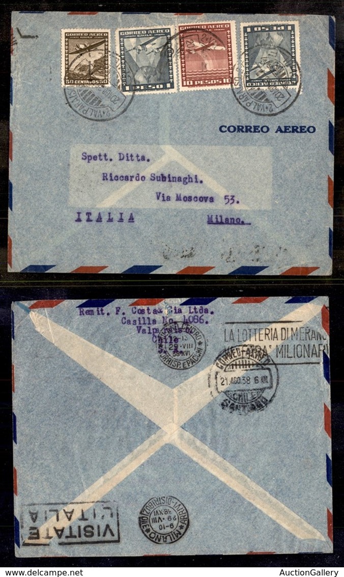 CILE - 1938 – Aerogramma Da Valparaiso A Milano - Altri & Non Classificati