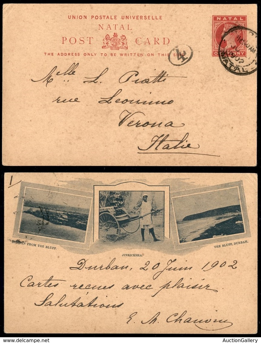 COLONIE INGLESI - Natal - Intero Postale 1 Pence Da Durban A Verona Del 20.6.02 - Altri & Non Classificati