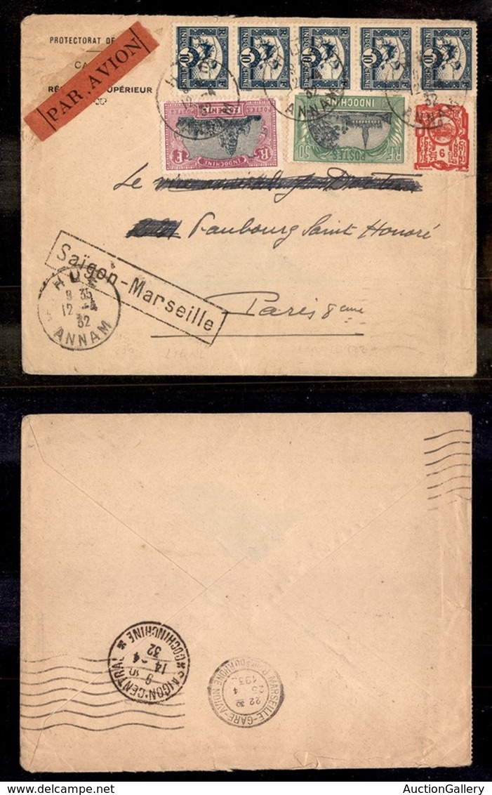 INDOCINA - 1932 – Aerogramma Da Hue (Annam) A Parigi - Saigon/Marseille (in Cartella) - Other & Unclassified