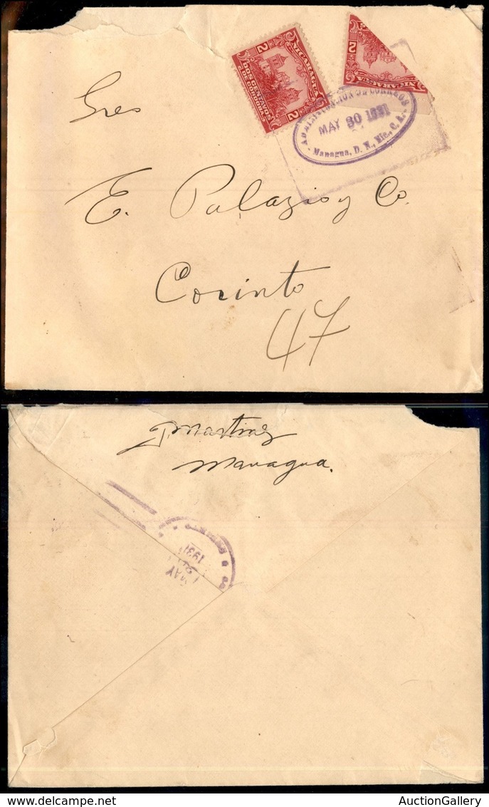 NICARAGUA - 2 Cent (409+409 Frazionato A Metà) - Busta Da Managna Del30.5.31 - Andere & Zonder Classificatie