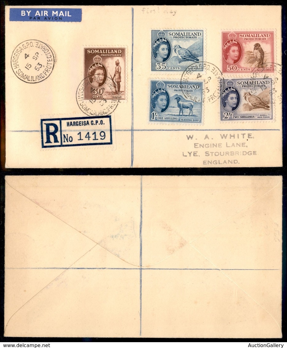 SOMALIA - SOMALIA INGLESE - Elisabetta (125/129) – Raccomandata FDC Da Hargeisa A Lye Del 15.9.53 - Other & Unclassified