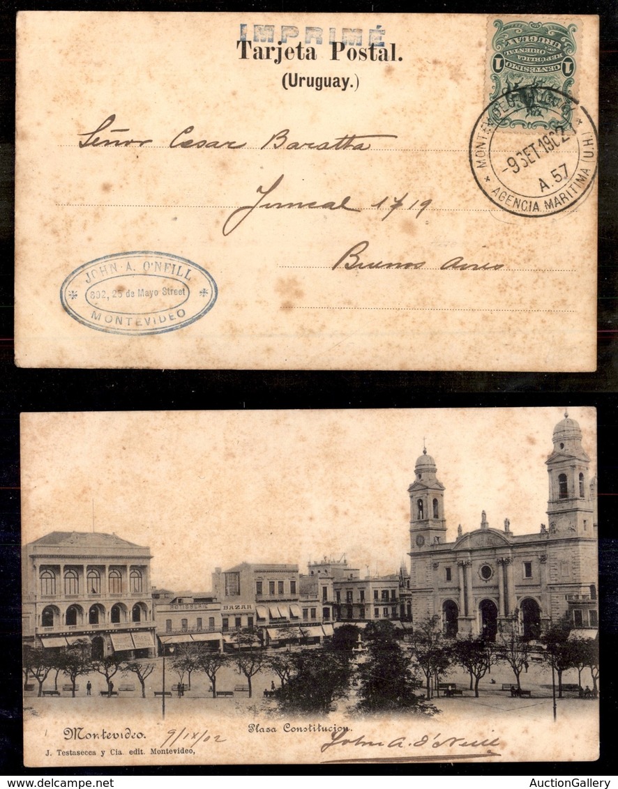 URUGUAY - 1902 – Cartolina Illustrata Da Montevideo (Agencia Marittima) A Buenos Aires - Other & Unclassified