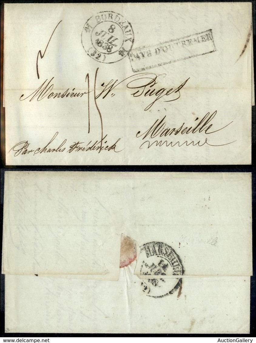 VARIE - St. Thomas 6 Giugno 1838 – Lettera Per Marsiglia – Tassata - Altri & Non Classificati