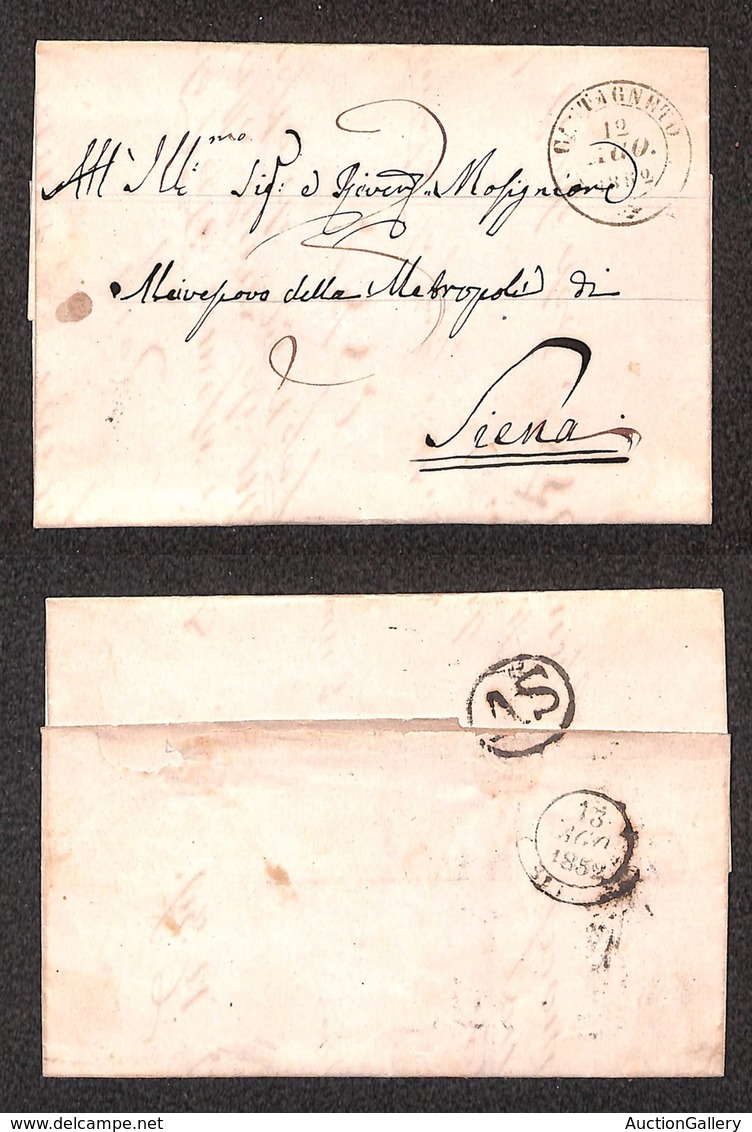VARIE - Castagneto (12 Agosto 1852) – Lettera Per Siena – Tassata - Altri & Non Classificati