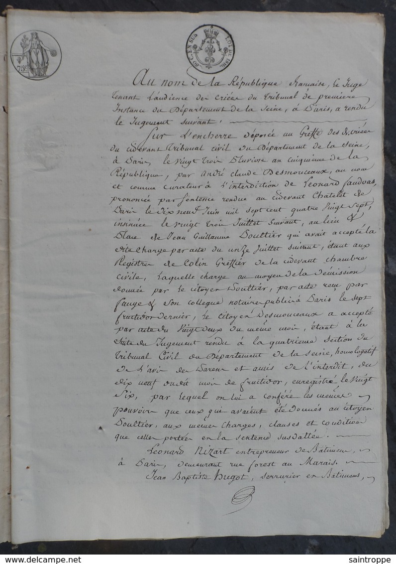 1821.Adjudication Terres De Léonard Faudoas à Fontenay-le-Marmion,Varaville Merville,Cabourg,pour Le Marquis De Morand. - Manuscrits