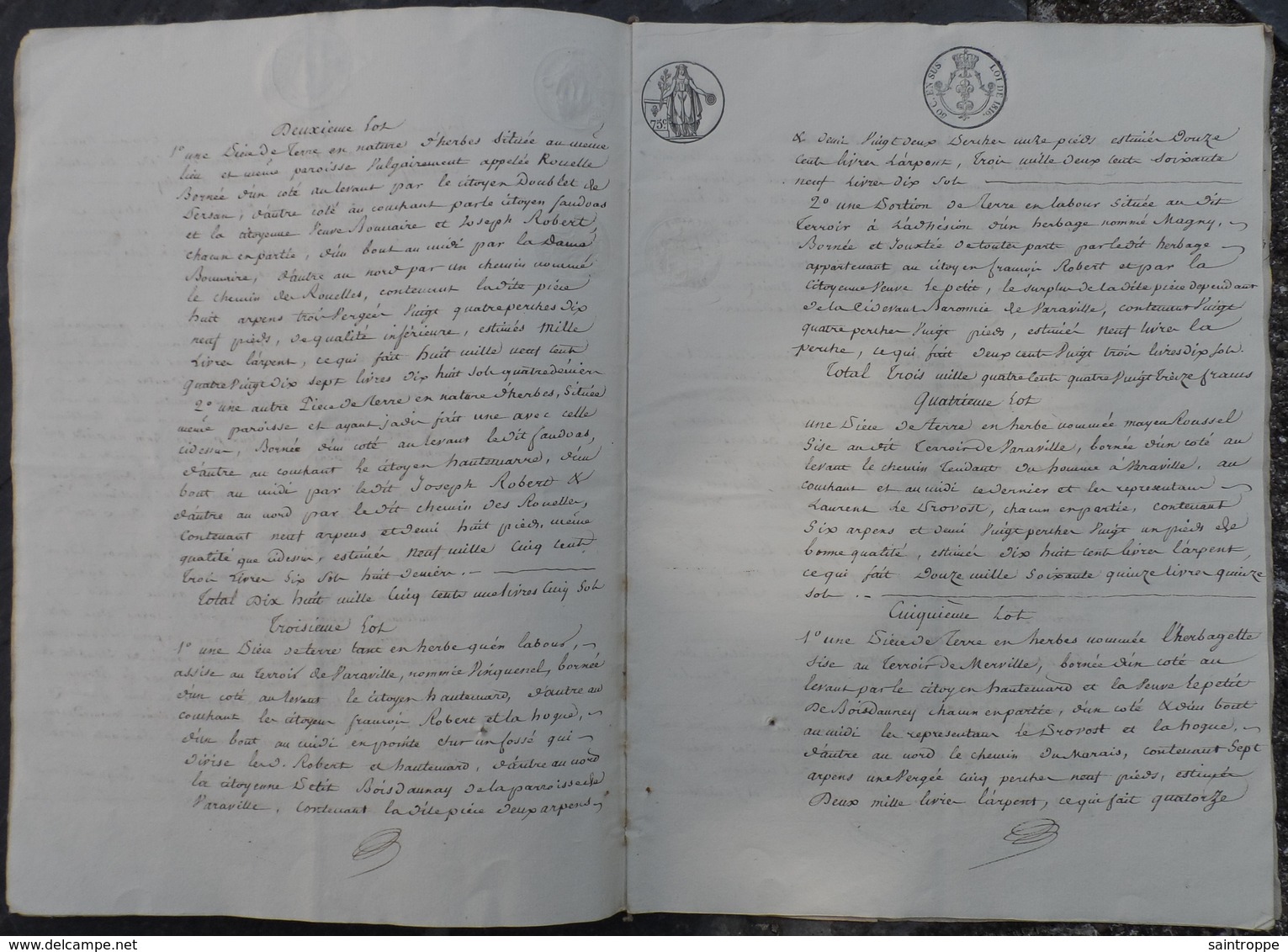 1821.Adjudication Terres De Léonard Faudoas à Fontenay-le-Marmion,Varaville Merville,Cabourg,pour Le Marquis De Morand. - Manuscrits