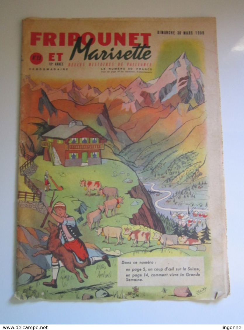 Magazine Hebdomadaire FRIPOUNET ET MARISETTE 1958 - N° 13  (En L'état) - Fripounet