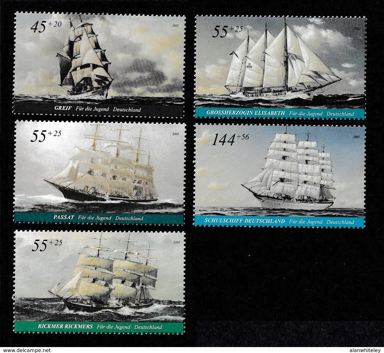 GERMANY 2005 Youth Welfare/Tall Ships: Set Of 5 Stamps UM/MNH - Unused Stamps