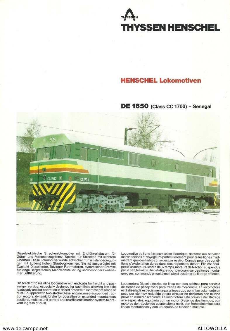 4481 "HENSCHEL LOKOMOTIVEN DE 1650 (CLASS CC 1700)-SENEGAL" ORIGINALE - Chemin De Fer