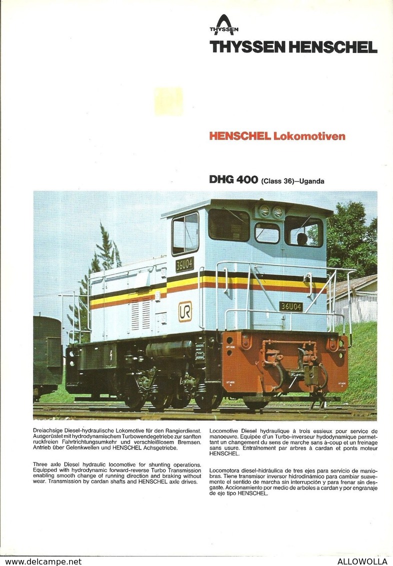 4482 "HENSCHEL LOKOMOTIVEN DHG 400 (CLASS 36)-UGANDA" ORIGINALE - Railway