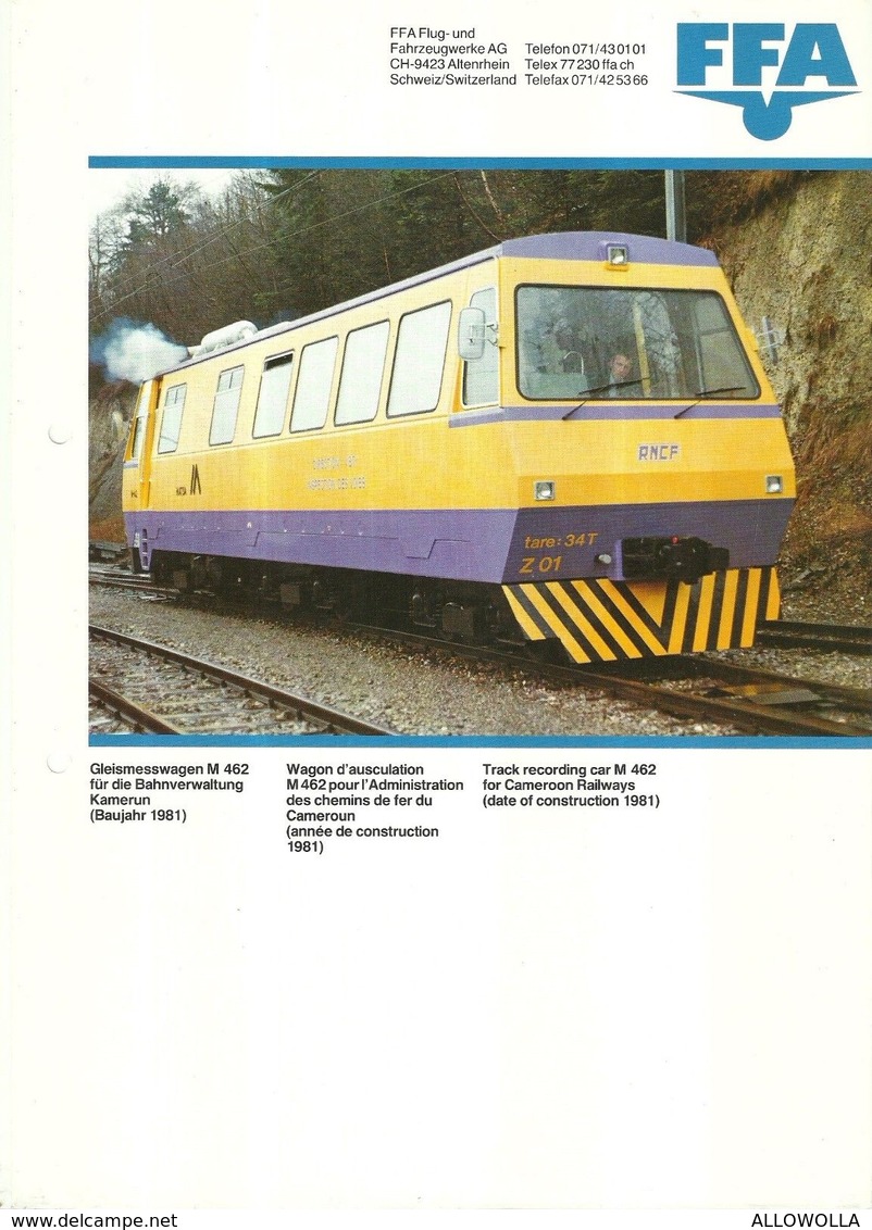 4483 "FFA-GLEISMESSWAGEN M 462-WAGON D'AUSCULATION-TRACK RECORDING" ORIGINALE - Chemin De Fer